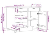 Rolling Cabinet Black 63.5 x 39 x 65.5 cm Solid Pine Wood 42028379