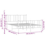 Metal Bed Frame without Mattress with Footboard White 150x200cm 352549