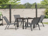Garden Dining Set 5 pcs Grey and Black Powder-coated Steel 3379122