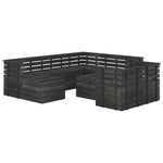 ZNTS 10 Piece Garden Pallet Lounge Set Solid Pinewood Dark Grey 3063764