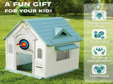 5-in-1 Playhouse Kids Outdoor Indoor with Basketball Hoop, Football Goal, Dartboard, Ring Toss T3398P378981