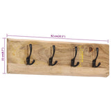 Wall-mounted Coat Rack with 4 Hooks Solid Wood Mango 358957