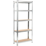 Storage Shelves 3 pcs Silver 75x30x172 cm Steel and MDF 144272