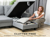Three-Seater Storage Sofa Bed - Grey T3398P424873
