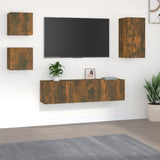 5 Piece TV Cabinet Set Smoked Oak Engineered Wood 3120275