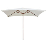 Garden Parasol 200x300 cm Wooden Pole Cream White 42960