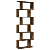 Room Divider Bookcase 6-Tier Smoked Oak 70x24x193 cm Engineered Wood 858088