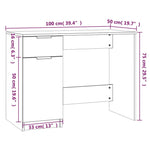 ZNTS Desk High Gloss White 100x50x75 cm Engineered Wood 811499