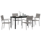 Garden Dining Set with Cushion 5 pcs Grey Poly Rattan 3380045