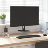 Monitor Stand White 100x35x8 cm Tempered Glass and Metal 374222