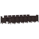 Garden Dining Set with Cushions with Cushion 17 pcs Brown PP 3378657
