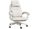 Linen-Look Office Chair, with 160&deg Reclining Back and Footrest - White T3398P342397