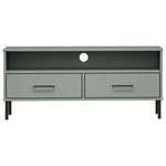 TV Cabinet with Metal Legs Grey Solid Wood Pine OSLO 351025