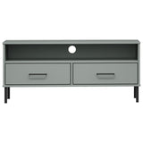 TV Cabinet with Metal Legs Grey Solid Wood Pine OSLO 351025