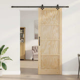 Sliding Door Natural and Black 83 x 232 cm Solid Pine Wood 3333536