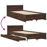 Bed Frame with Drawers without Mattress Brown Oak 75x190 cm Small Single 3279976
