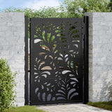 Garden Gate Black 100x125 cm Steel Wave Design 4100970