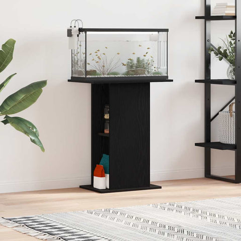 ZNTS Aquarium Stand Black Oak 60.5x36x72.5 cm Engineered Wood 862157