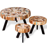 Three Piece Coffee Table Set Solid Reclaimed Wood 244229