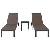 Sunbed Reclining 2-person 3 pcs Brown Poly Rattan 42004130