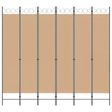 6-Panel Room Divider Beige 240 x 220 cm Fabric 42039206