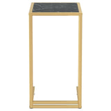 Computer Side Table Black Marble 50x35x65 cm Tempered Glass 331647