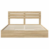 Storage Bed with Drawer Sonoma Oak 200 x 200 cm Engineered Wood 3411545