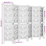 Room Divider 6 Panels Brown Solid Wood Paulownia 358873