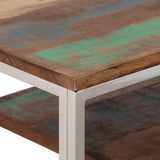 Console Table Silver Stainless Steel and Solid Reclaimed Wood 350008