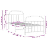 Metal Bed Frame without Mattress with Footboard Black 80x200cm 353644
