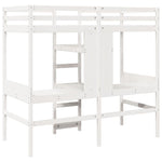 ZNTS Loft Bed Frame with Desk and Shelves White 90x200cm Solid Wood Pine 3308542