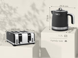 Sleek Textured Kettle and Four-Slice Toaster Set - Black T3398P422926