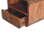 Extra Mini Wall Mounted Curved Chestnut Bedside with Open Slot IN3901