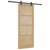 Sliding Door Natural and Black 86 x 211 cm Solid Pine Wood 3445511