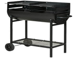 Steel 2-Grill Charcoal BBQ w/ Wheels Black T3398P317787