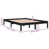 810041 Bed Frame without Mattress Black Solid Wood 200x200 cm