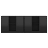 Bookcase with Doors Black 204x37x75 cm Engineered Wood 3206532