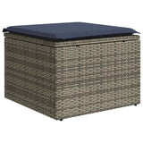 Garden Stool with Cushion Grey 55 x 55 x 37 cm Poly Rattan 366152