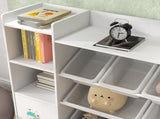 Kids Toy Organizers and Storage with 8 Removable Storage Bins and Bookshelf, White T3398P421973