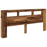 LED Headboard Old Wood 220x18.5x103.5 cm Engineered Wood 857694