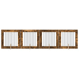 Dog Gate with Stands 4 pcs Smoked Oak 80 x 80 cm 892081