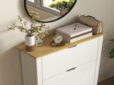 Slim Shoe Cabinet, Narrow Shoe Cupboard with 3 Flip Drawers, Adjustable Shelves for 18 Pairs of T3398P343312