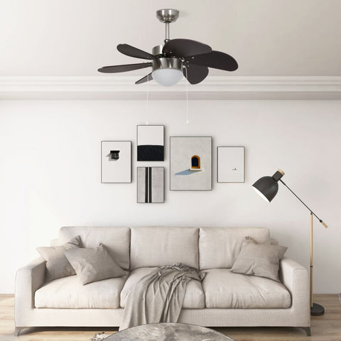 Ceiling Fan with Light 76 cm Dark Brown 51488