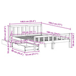 ZNTS Bed Frame without Mattress 135x190 cm Double Solid Wood Pine 3301569