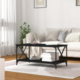 Coffee Table Black 100x50x45 cm Engineered Wood and Iron 823307