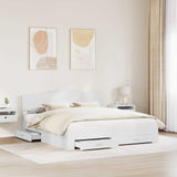 Bed Frame with Headboard White 200 x 200 cm Engineered Wood 3413152