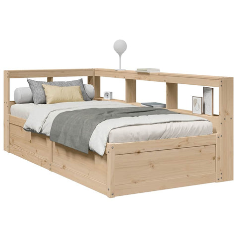Bookcase Bed without Mattress 75x190cm Solid Wood Pine 3324484