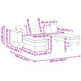 Velvet Sofa with Cushion 3 pcs Dark Grey 208 cm Velvet 3335173