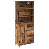 Highboard Old Wood 69.5 x 34 x 180 cm Engineered Wood and Glass 3415688
