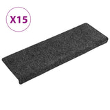 Grey Carpet Stair Tread Set of 15 100% Polypropylene 65x21x4 cm 134562